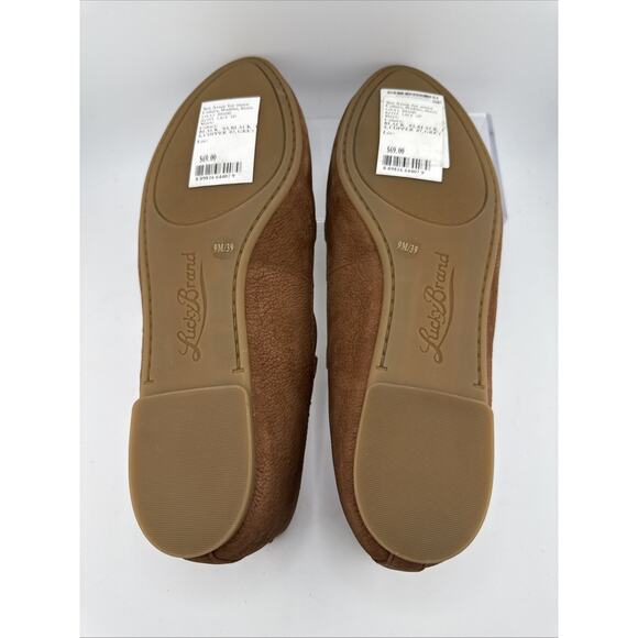 Lucky Brand Women's Aviee Leather Slip-On Lace Up Ballet Flats Brown Size 9 NEW - Picture 7 of 8